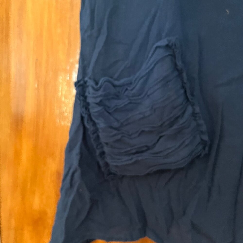 Oh My Gauze! Navy Blue Faith Tunic Top Pocket Asymmetrical Hem Size 1 Lagenlook - Picture 4 of 4